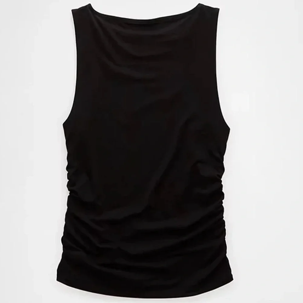 NWOT American Eagle Ruched Boat Neck Sleeveless Tank Top in Black size small - Picture 5 of 8